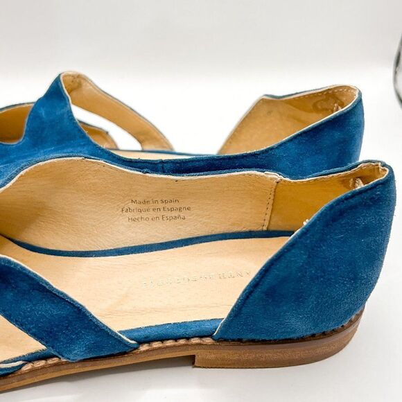 Anthropologie Sasha Cut Out Blue Suede Flats, Size 6 - Picture 4 of 5